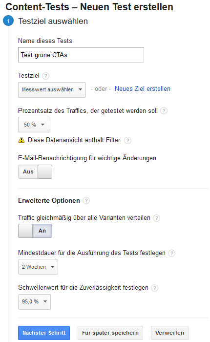 A/B test konfigurieren